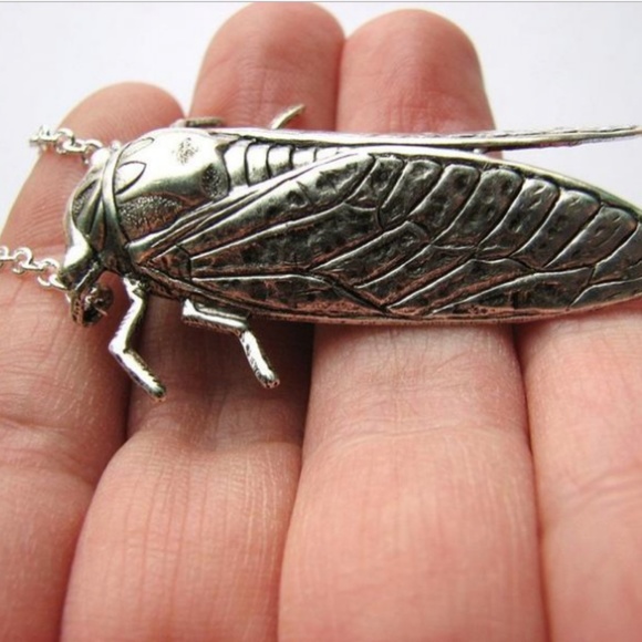 Cicada Bug Necklace Silver Pendant Boho Boyhood - Picture 2 of 8